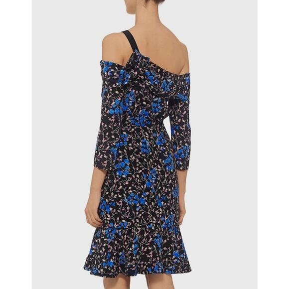 SALONI Tricia Off-the-Shoulder Silk Floral Ruffled Dress Sz 10 - Picture 9 of 9